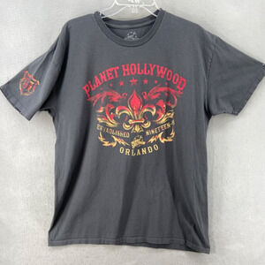 Planet Hollywood T Shirt Sz XL Orlando FL Unisex Gray‎ Red Graphic Stretch